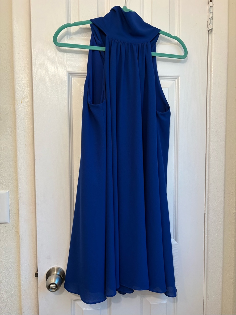 Badgley Mischka Cobalt Blue Halter Dress
